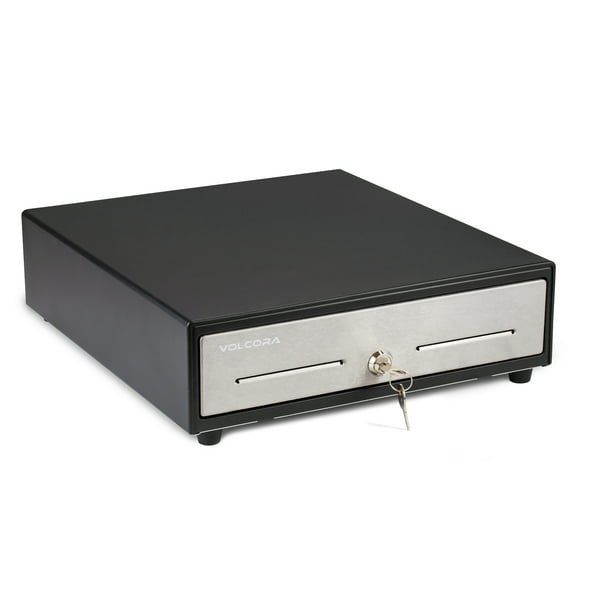 POS System with Under Counter Metal Bracket RJ11//RJ12 Key-Lock Mini Cash Register Drawer 13” for Point of Sale Fully Removable Cash Tray Black with Stainless Steel Front 24V 4 Bill//5 Coin